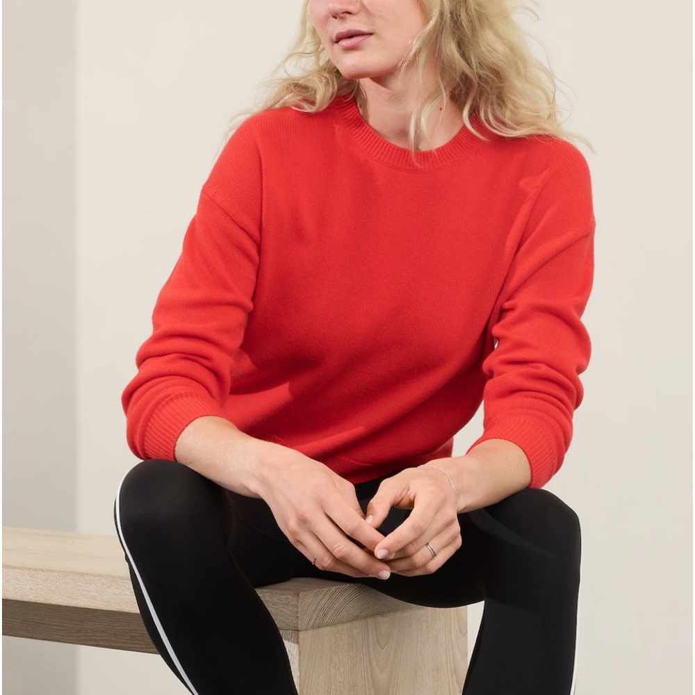 Athleta Red Sweater Alpine Crew Neck Size Medium